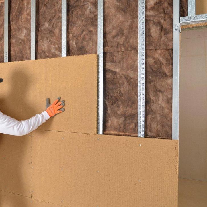 Fiber wood FiberTherm Isorel installation on walls