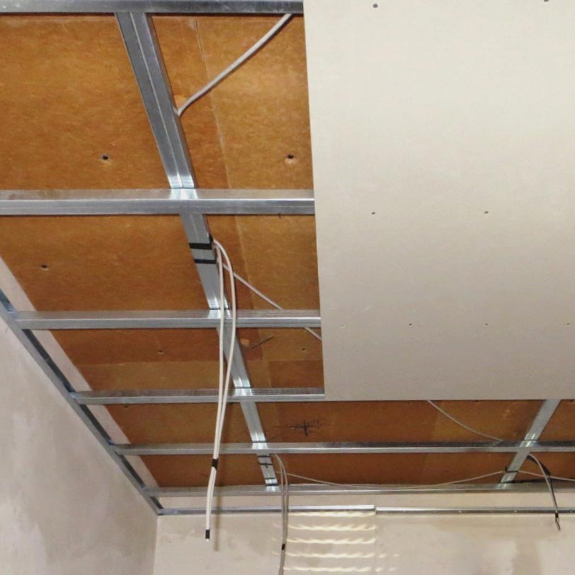 Fiber wood FiberTherm installed as insulating ceiling